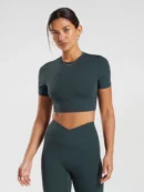 Crossover Short-Sleeve Crop Top
